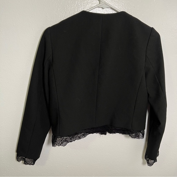 Zara Basic Collection Lace Trim Crop Blazer Black S - Picture 8 of 13